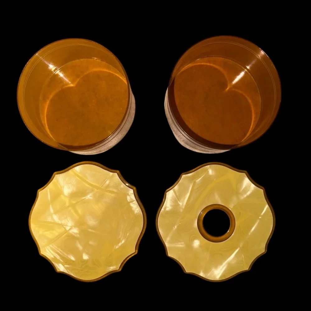 Antique‎ Celluloid 5 Pc Vanity Set 1930s Mirror, Buffer, Tray & 2 Containers